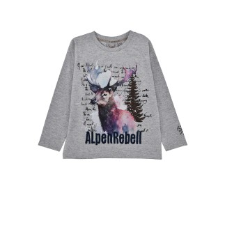 T-Shirt langarm ´Hirsch´ grey-melange