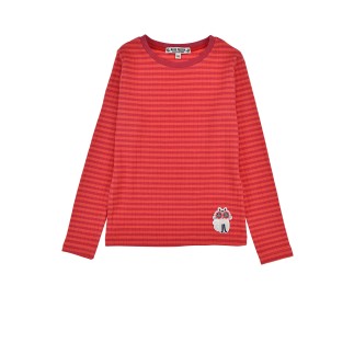 T-Shirt langarm geringelt ´Katze´ stripe red