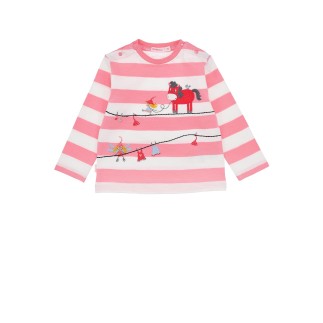 T-Shirt langarm geringelt ´Hoti Hü´ stripe rose/offwhite