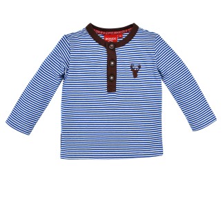 T-Shirt langarm geringelt ´Hirsch´ stripe blue/offwhite